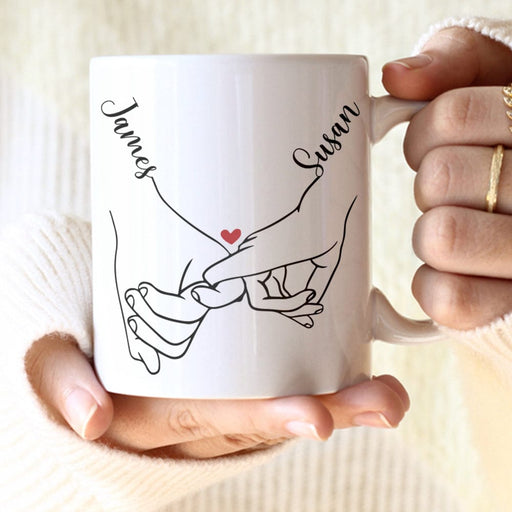 GeckoCustom Custom Name Holding Hands Valentine Mug Personalized Gift N304 890137