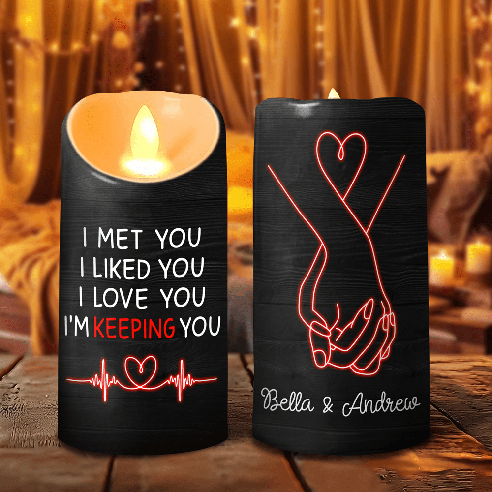 GeckoCustom Custom Name I'm Keeping You Valentine's Day LED Candle TH10 89229