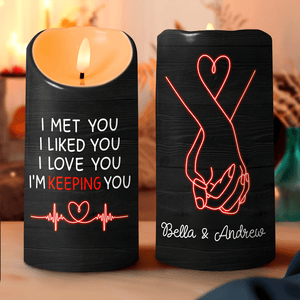 GeckoCustom Custom Name I'm Keeping You Valentine's Day LED Candle TH10 89229