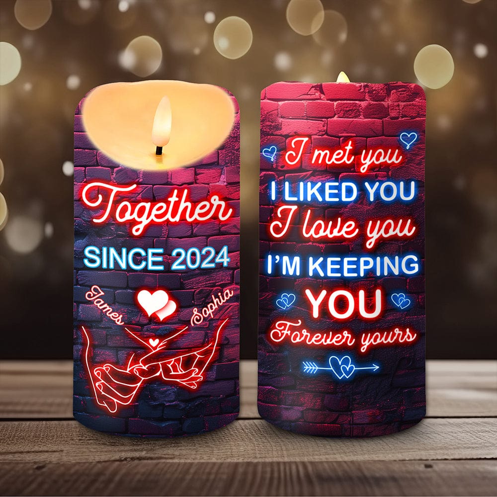 GeckoCustom Custom Name I Met You I Liked You For Couple Husband Wife LED Candle HO82 893442 4 inch