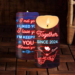 GeckoCustom Custom Name I Met You I Liked You For Couple Husband Wife LED Candle HO82 893442