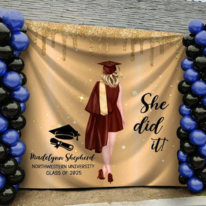 GeckoCustom Custom Name She Did It Graduation Backdrop TH10 892319