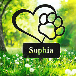 GeckoCustom Custom Name With Heart And Paw Dog Memorial Garden Stake Personalized Gift TH10 891545