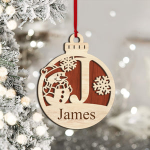 GeckoCustom Custom Name With Snowman Layer Wood Ornament Personalized Gift TH10 892015 4"x4"