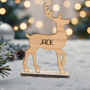 GeckoCustom Custom Name Wooden Reindeer For Decoration Christmas Gift TH10 891663 90mm x 60mm x 4mm