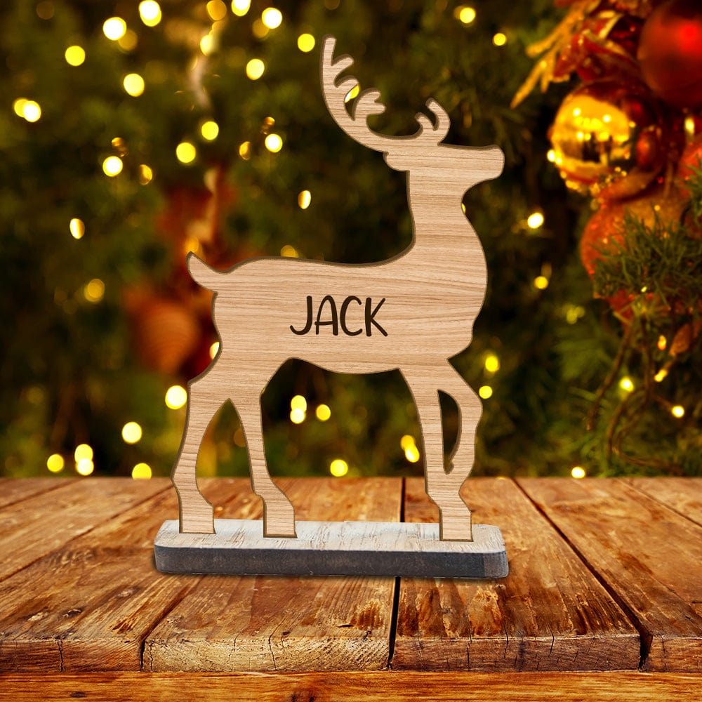 GeckoCustom Custom Name Wooden Reindeer For Decoration Christmas Gift TH10 891663 90mm x 60mm x 4mm