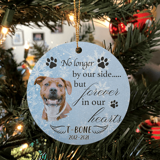 GeckoCustom Custom No Longer By Our Side But Forever In Our Hearts Dog Ornament DA 889815 Pack 1 / 2.75" tall - 0.125" thick