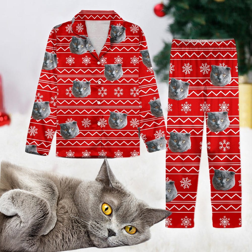 GeckoCustom Custom Pajamas Upload Photo Dog Cat With Christmas Pattern N369 54298 888664