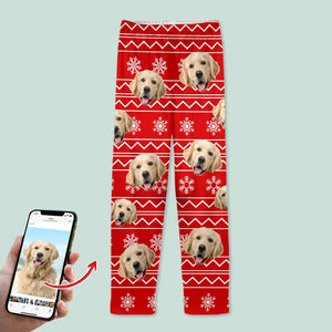 GeckoCustom Custom Pajamas Upload Photo Dog Cat With Christmas Pattern N369 54298 888664 For Kid / Only Pants / 3XS