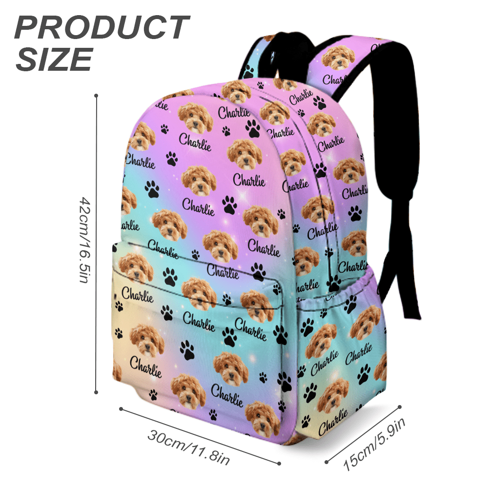GeckoCustom Custom Pet Photo Backpack Gift For Dog Cat Lovers CH07 895202 11.8x5.9x16.5 in