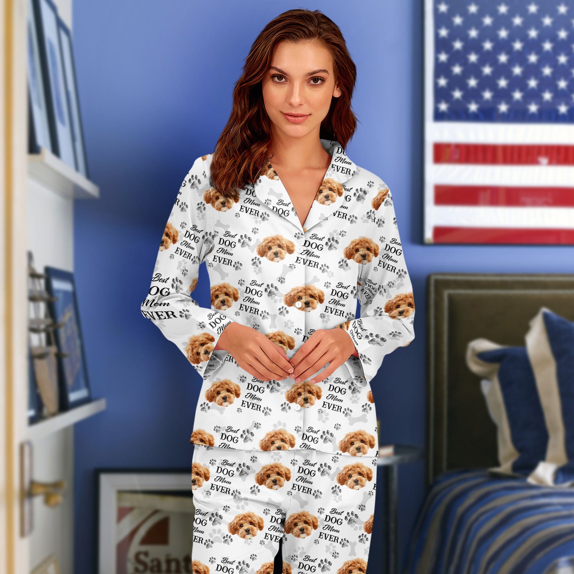 GeckoCustom Custom Pet Photo Best Dog Dad Mom Ever, Best Fur Dad Mom Ever Pajamas - Dog Owners Gifts HA75 895036