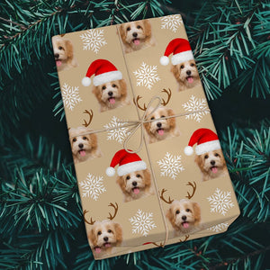 GeckoCustom Custom Pet Photo Christmas Wrapping Paper For Pet Lovers LM32 891957