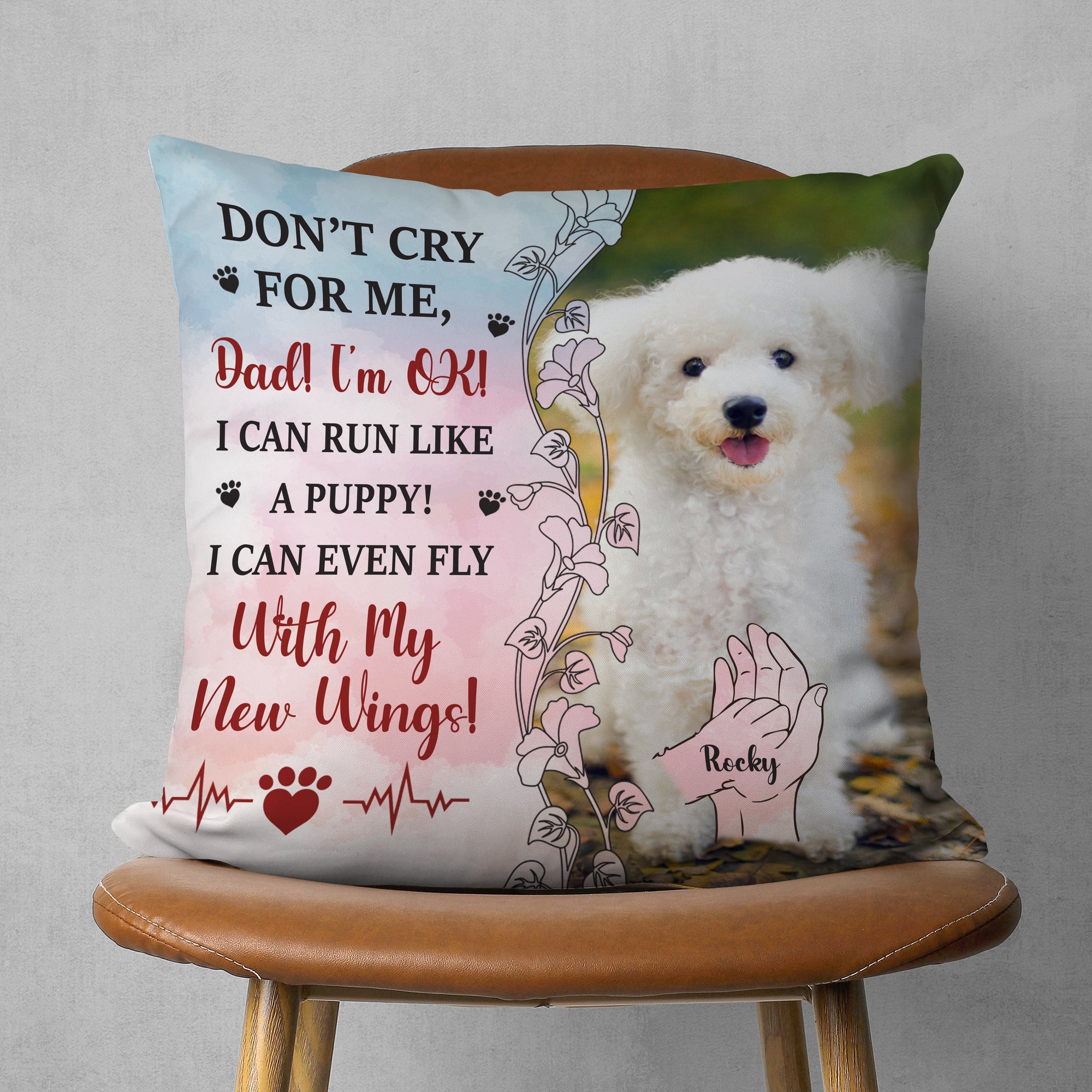 GeckoCustom Custom Pet Photo Don't Cry For Me Memorial Pillow HO82 891324