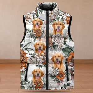 GeckoCustom Custom Pet Photo Flower Pattern Collar Down Vest HO82 893240