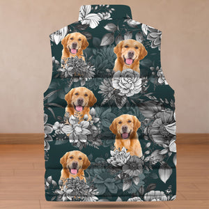 GeckoCustom Custom Pet Photo Flower Pattern Collar Down Vest HO82 893240