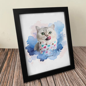 GeckoCustom Custom Pet Photo Watercolor Poster Canvas Picture Frame Personalized Gift For Dog Lovers Cat Lovers CH07 895192