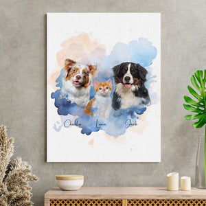 GeckoCustom Custom Pet Photo Watercolor Poster Canvas Picture Frame Personalized Gift For Dog Lovers Cat Lovers CH07 895192