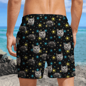 GeckoCustom Custom Pet Portrait Men's Beach Short Personalized Family Face Gifts Valentines Gift HA75 895058