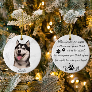 GeckoCustom Custom Pet Portrait Photo Watercolor Memorial Christmas Ceramic Ornament HO82 893086