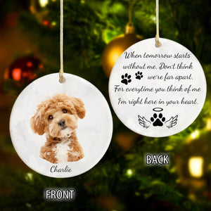 GeckoCustom Custom Pet Portrait Photo Watercolor Memorial Christmas Ceramic Ornament HO82 893086