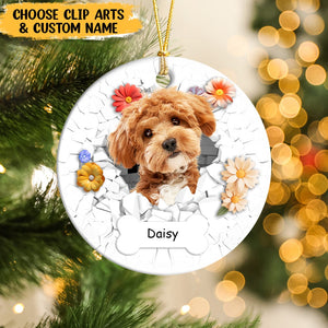 GeckoCustom Custom Photo 3D Cracked Pet Face Gift For Dog Lovers Ceramic Ornament HO82 891160