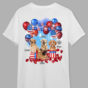 GeckoCustom Custom Photo 4th Of July For Dog Lovers Bright Shirt HO82 890734