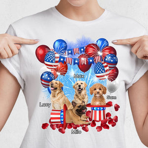 GeckoCustom Custom Photo 4th Of July For Dog Lovers Bright Shirt HO82 890734