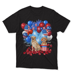GeckoCustom Custom Photo 4th Of July For Dog Lovers Dark Shirt HO82 890736