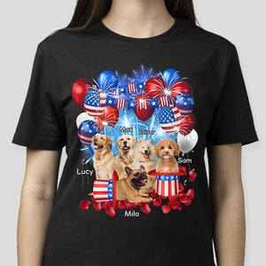 GeckoCustom Custom Photo 4th Of July For Dog Lovers Dark Shirt HO82 890736