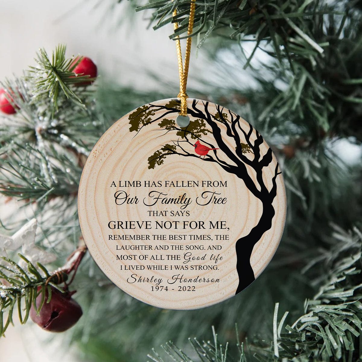 GeckoCustom Custom Photo A Limb Has Fallen Loss Of Father Mother Memorial Christmas Ceramic Ornament HO82 893058