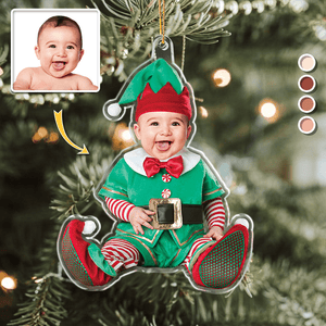 GeckoCustom Custom Photo Adorable Newborn Baby Elf Acrylic Ornament HA75 891036