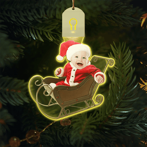 GeckoCustom Custom Photo Adorable Newborn Baby Personalized Babys Photo First Christmas Led Acrylic Ornament N304 HA75 891718 3 inches