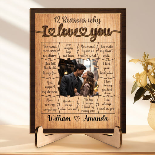 GeckoCustom Custom Photo All I Can Think Of Is You Couple 2-Layered Wooden Plaque With Stand TA29 890132