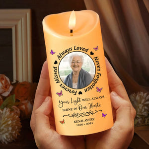 GeckoCustom Custom Photo Always In Our Thoughts Memorial LED Candle HA75 891660