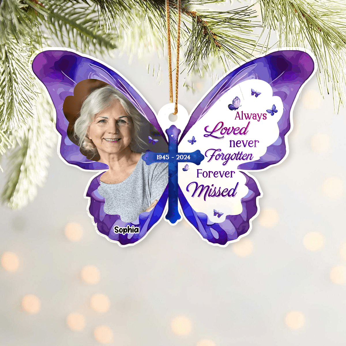 GeckoCustom Custom Photo Always Loved Never Forgotten Forever Missed Memorial Acrylic Ornament HA75 891358