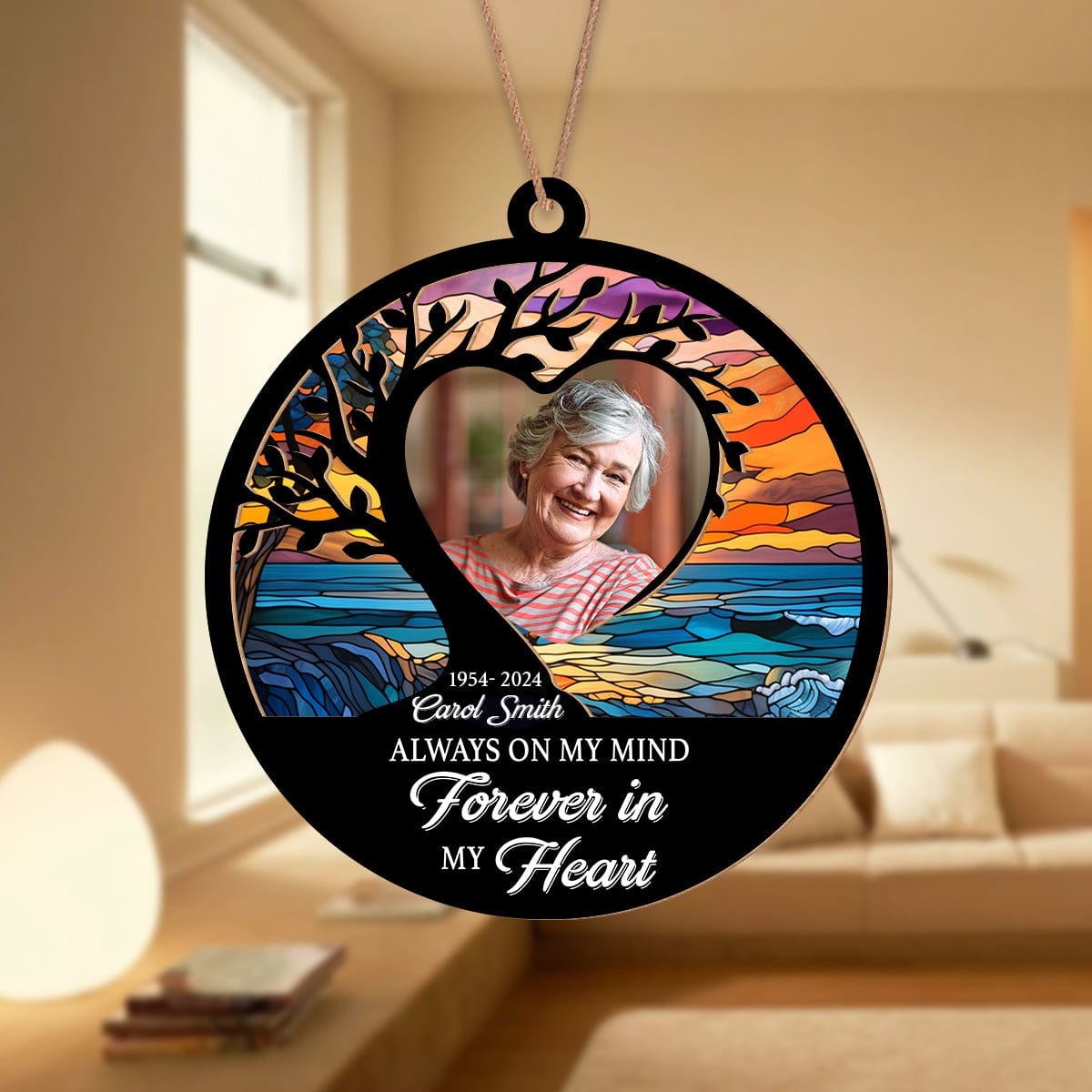 GeckoCustom Custom Photo Always On My Mind Memorial Suncatcher HA75 891278