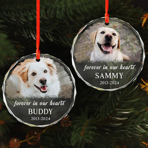 GeckoCustom Custom Photo and Name  Dog Memorial Glass Ornament Forever in Our Heart For Dog Lovers HO82 891781 8cm