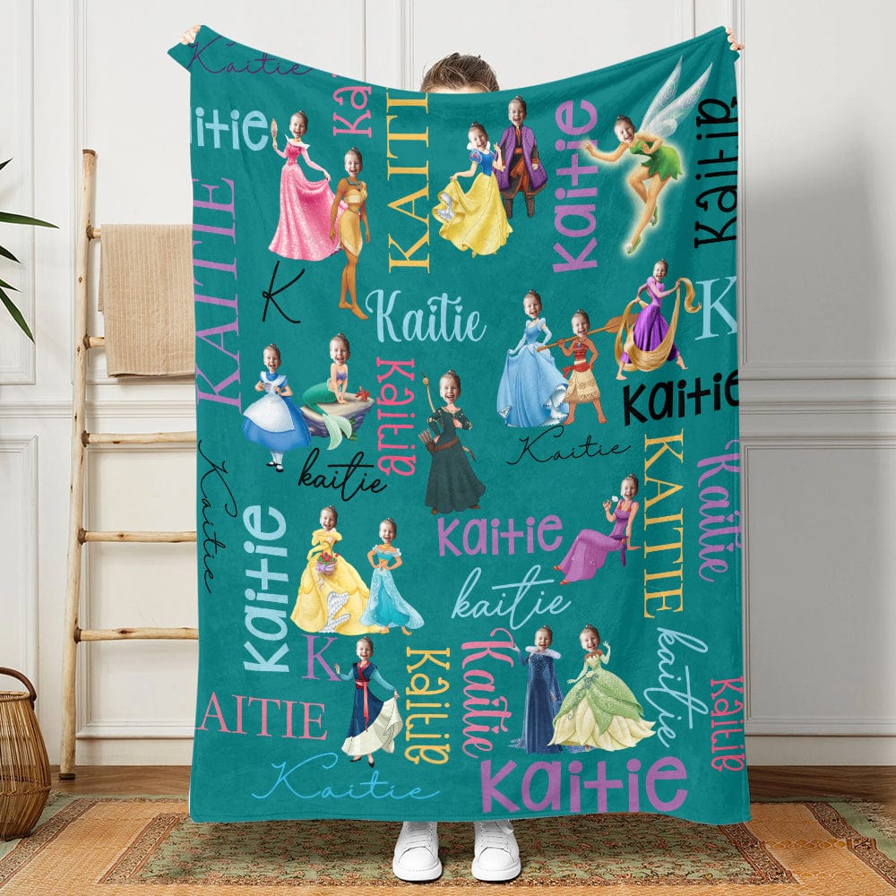 GeckoCustom Custom Photo And Name Face Princess Baby Blanket TA29 890090