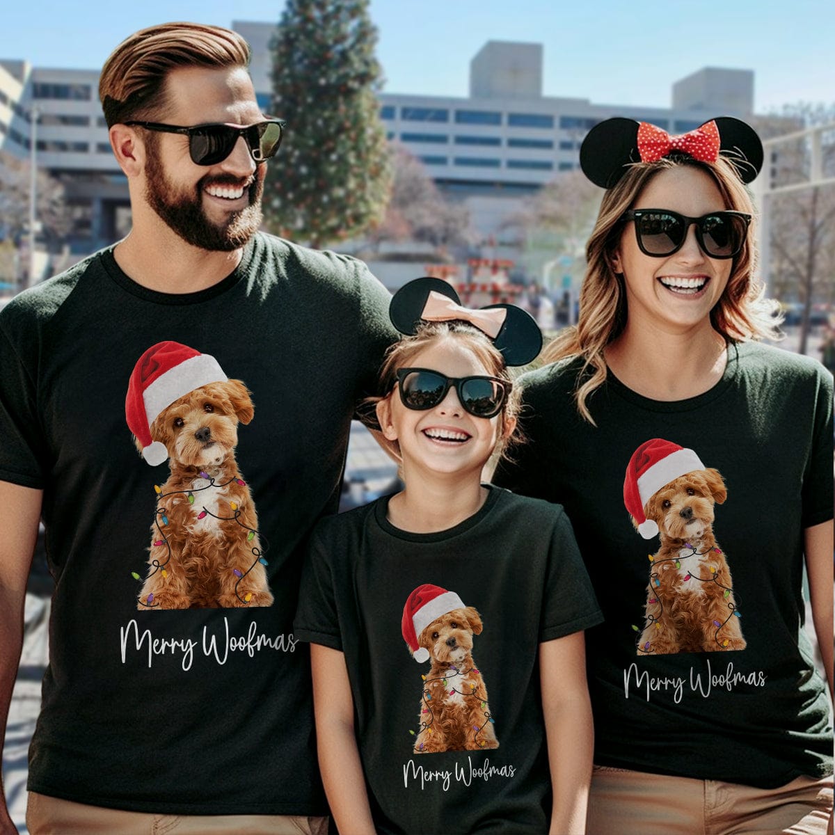 GeckoCustom Custom Photo and Name Family Merry Christmas Dog Cat Shirt HA75 891859