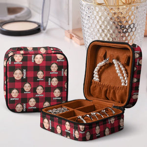 GeckoCustom Custom Photo And Name Flannel Design Jewelry Travel Box TH10 892027 10*9.5*5cm / PU Leather & Pearl Velvet