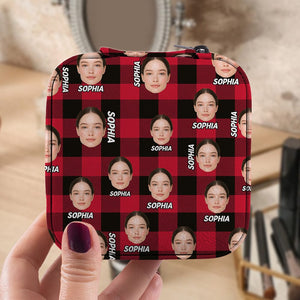 GeckoCustom Custom Photo And Name Flannel Design Jewelry Travel Box TH10 892027 10*9.5*5cm / PU Leather & Pearl Velvet