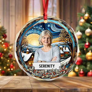 GeckoCustom Custom Photo and Name Grandparent Circle Glass Ornament HA75 891749 8cm