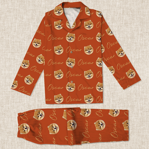 GeckoCustom Custom Photo And Name Vintage Pajamas Dog Pajamas TA29 889892 For Kid / Combo Shirt And Pants (Favorite) / 3XS