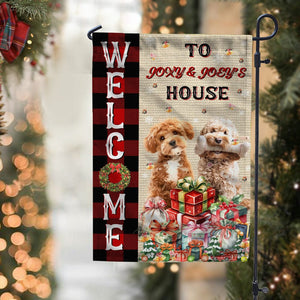 GeckoCustom Custom Photo and Name Welcome To The Dog House Christmas Garden Flag TH10 891775