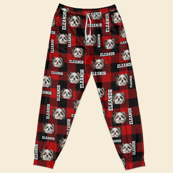 Custom Photo And Name With Buffalo Plaid Pattern Dog Sleepwear