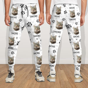 GeckoCustom Custom Photo And Name With Paw Pattern For Cat Lovers Sweatpants N304 889808