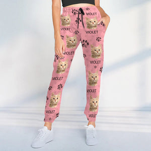 GeckoCustom Custom Photo And Name With Paw Pattern For Cat Lovers Sweatpants N304 889808