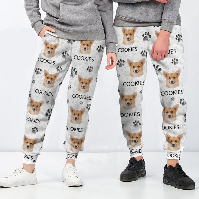 GeckoCustom Custom Photo And Name With Paw Pattern For Dog Lovers Sweatpants N304 889806 For Man / XS