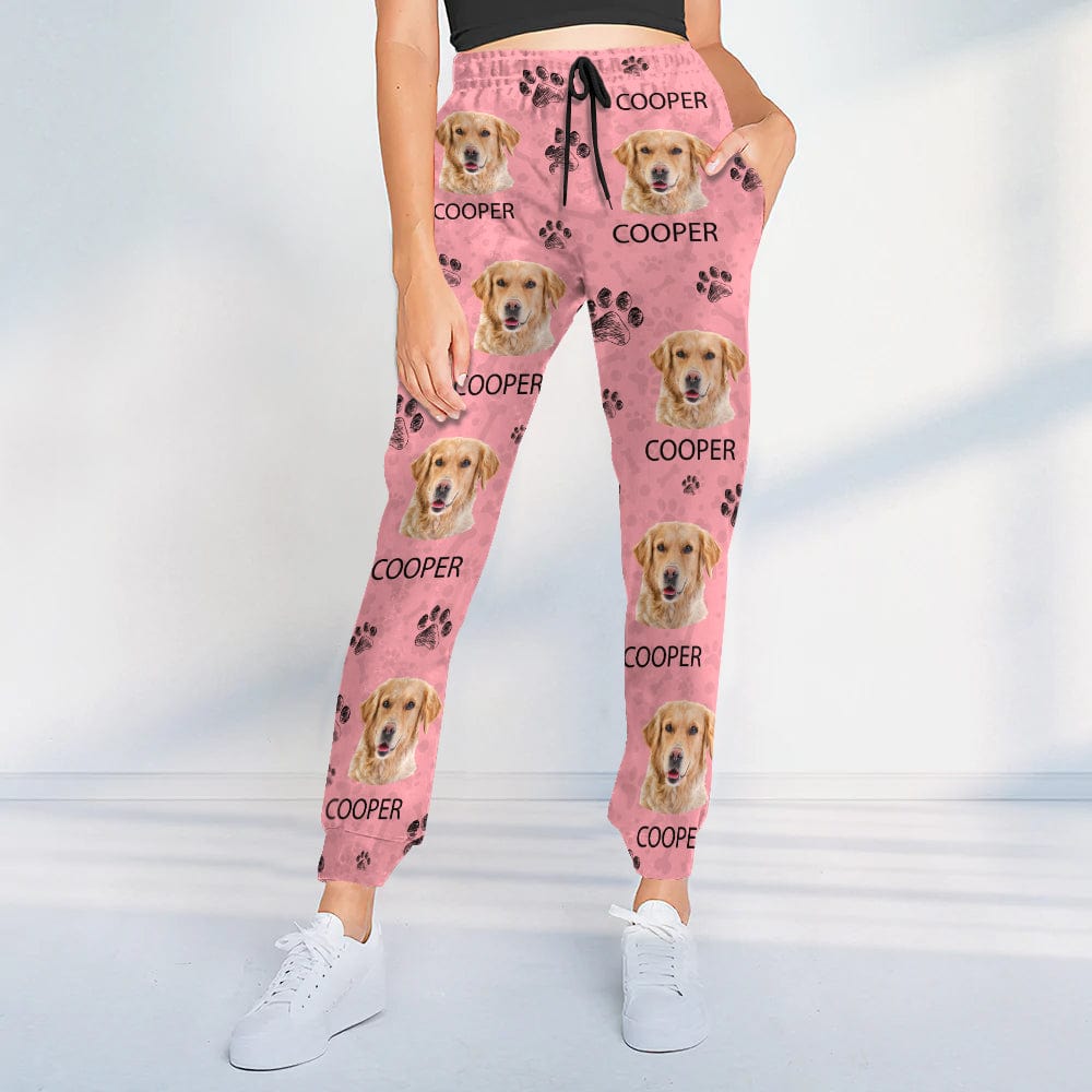 GeckoCustom Custom Photo And Name With Paw Pattern For Dog Lovers Sweatpants N304 889806 For Man / XS