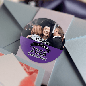 GeckoCustom Custom Photo And School Name Class Of 2025 Graduation Roll Sticker TA29 890288